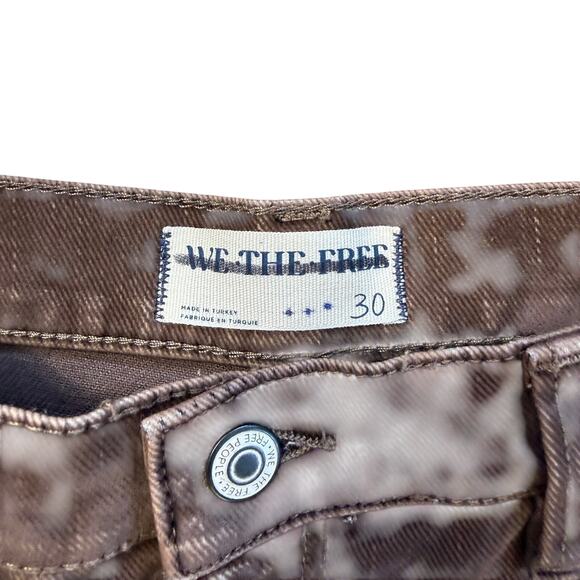 FREE PEOPLE Tinsley Baggy High Rise Flocked Jeans / Chocolate Brown SZ 30 - Picture 4 of 15